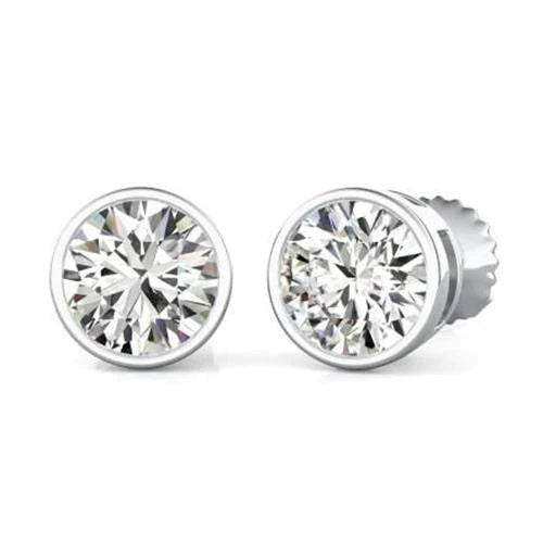 Real Diamond Women Stud Earrings 2.40 Carats White Gold