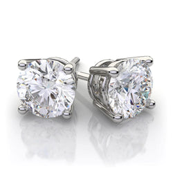 Real Diamond Women Stud Earrings 4 Carats White Gold