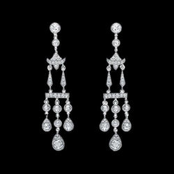 Real Diamonds Chandelier Earring 3.5 Carat White Gold Hanging Jewelry Women