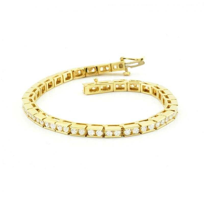 Real Diamonds Classic Style Tennis Bracelet 3.30 Carats 14K Yellow Gold - Tennis Bracelet-harrychadent.ca