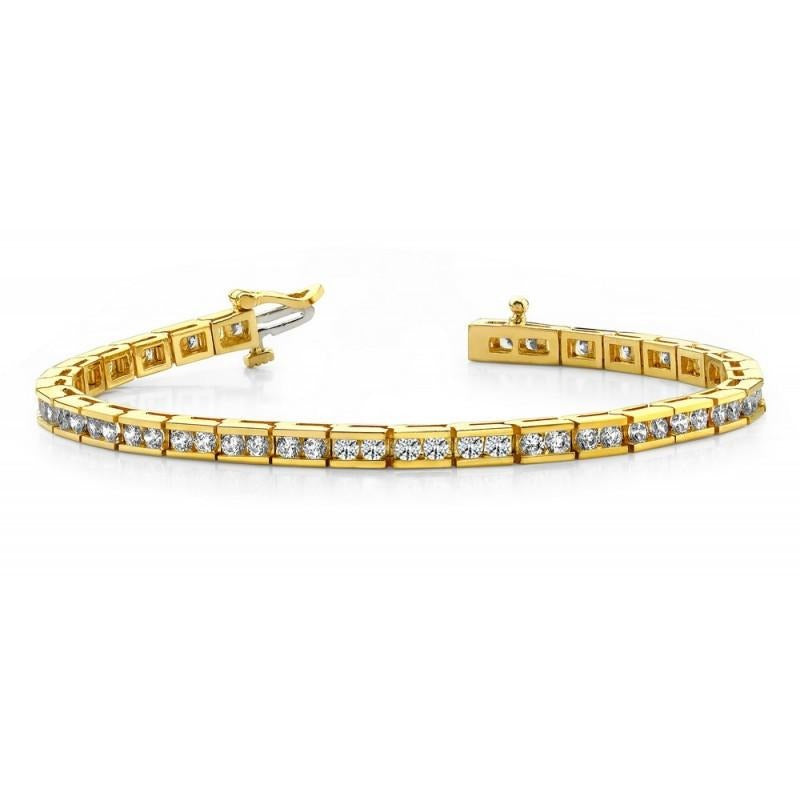 Real Diamonds Classic Style Tennis Bracelet 3.30 Carats 14K Yellow Gold - Tennis Bracelet-harrychadent.ca