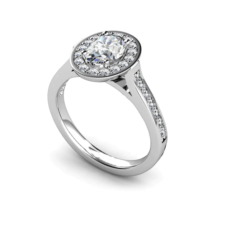Real Diamonds Halo Engagement Ring 1.75 Carats White Gold 14K
