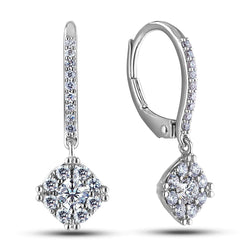 Real Diamonds Lady Dangle Earrings F Vs1/Vvs1 White Gold 14K 2.00 Carats