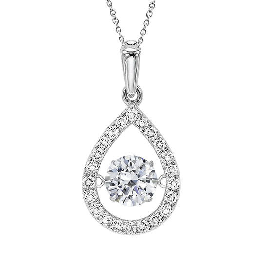 Real Diamonds Pendant Necklace 2.15 Carats Prong Set White Gold 14K