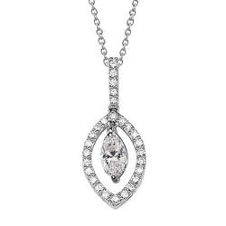 Real Natural Earth Mined Diamonds Pendant Necklace With Chain 2.15 Carats Gold White 14K