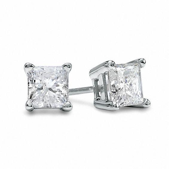 Real Diamonds Studs Earrings Princess Cut 3.50 Carats