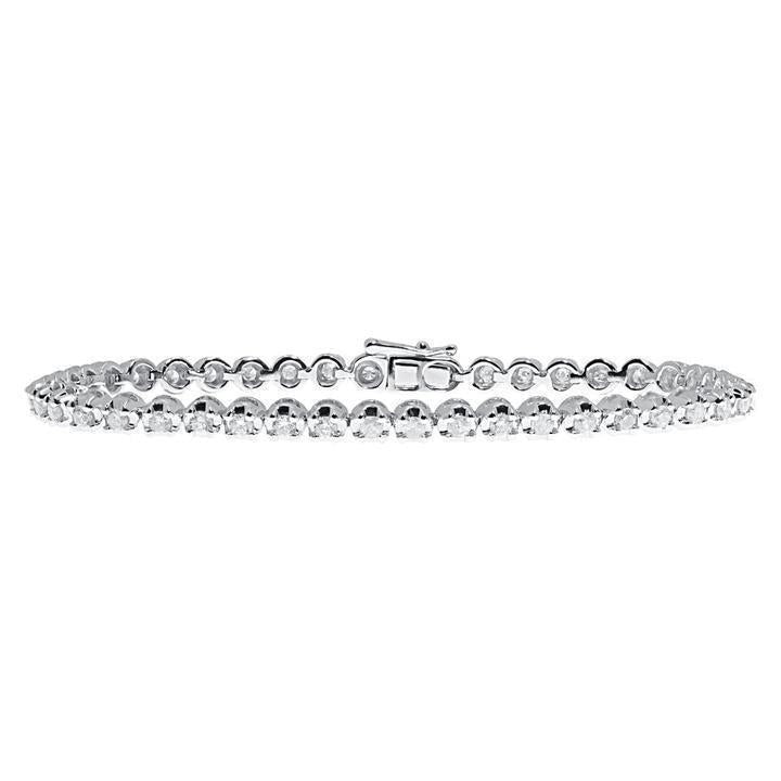 Real Diamonds Tennis Bracelet 8.10 Carats Round Cut White Gold 14K - Tennis Bracelet-harrychadent.ca