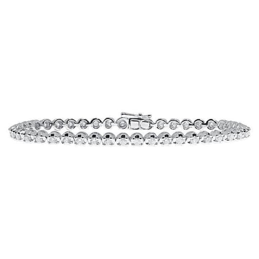 Real Diamonds Tennis Bracelet 8.10 Carats Round Cut White Gold 14K - Tennis Bracelet-harrychadent.ca