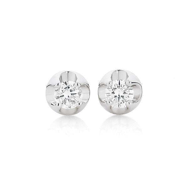 Real Diamonds Women Studs Earrings 1.00 Carats New 14K White Gold