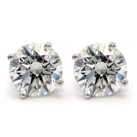 Real Diamonds Women Studs Earrings 3.00 Carats White Gold 14K