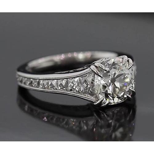 Real Engagement Ring 3.50 Carats Old Mine Vintage Style Jewelry New