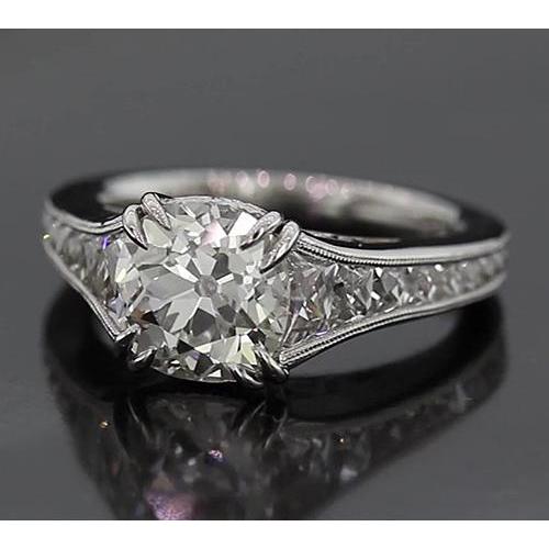 Real Engagement Ring 3.50 Carats Old Mine Vintage Style Jewelry New