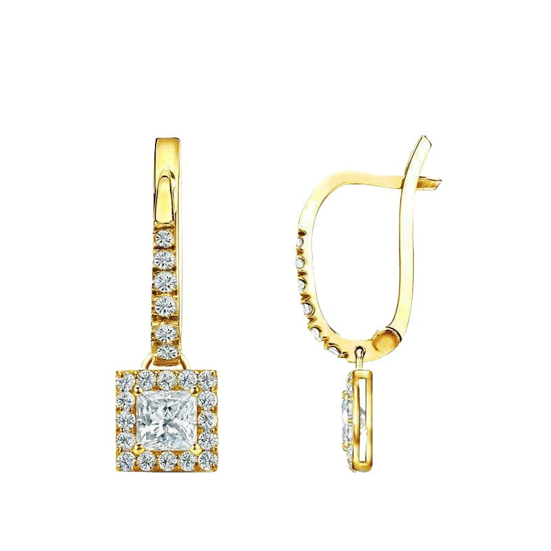 Real Gorgeous Diamonds 3.80 Carats Dangle Earrings 14K Yellow Gold - Dangle Earrings-harrychadent.ca