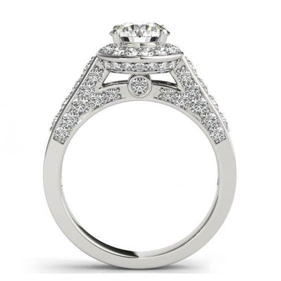 Real Halo Round Diamond Engagement Ring Jewelry 1.75 Carat White Gold 14K - Halo Ring-harrychadent.ca