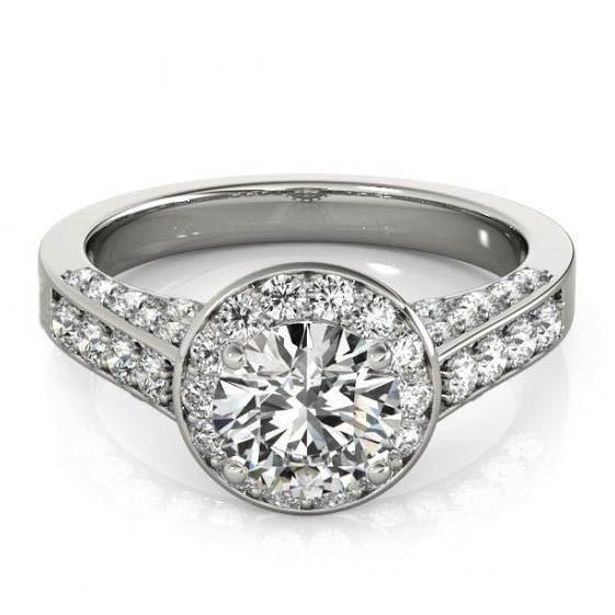 Real Halo Round Diamond Engagement Ring Jewelry 1.75 Carat White Gold 14K - Halo Ring-harrychadent.ca