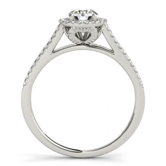 Real Halo Round Diamond Split Shank Engagement Ring 1.37 Carat WG 14K - Halo Ring-harrychadent.ca