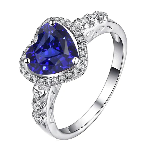 Real Heart Cut Sapphire Engagement Ring