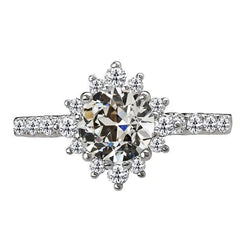 Real Ladies Halo Ring Round Old Mine Cut Natural Earth Mined Diamond Star Style 5.50 Carats