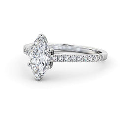 Real Marquise And Round Cut 1.80 Carats Diamonds Accented Ring