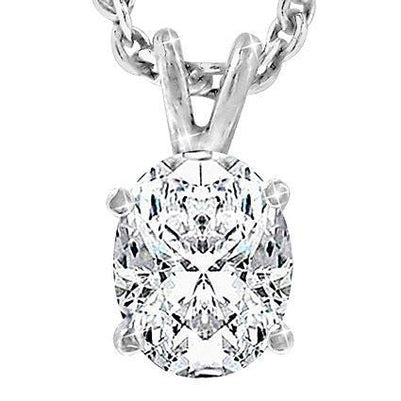 Real Oval Cut Diamond Necklace Pendant 3 Carats Solid White Gold Jewelry