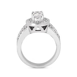 Real Oval Natural Earth Mined Diamond Halo Engagement Ring 2.51 Carats White Gold 14K Jewelry