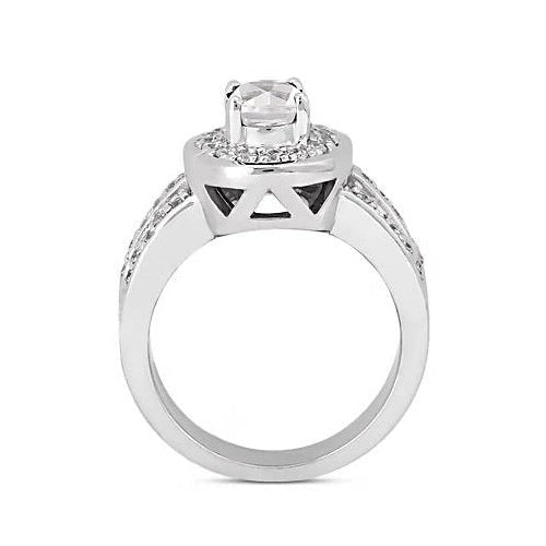 Real Oval Diamond Halo Engagement Ring 2.51 Carats White Gold 14K Jewelry - Halo Ring-harrychadent.ca