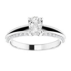 Real Oval Old Mine Cut Natural Earth Mined Diamond Ring Prong Set 5.15 Carats Split Shank