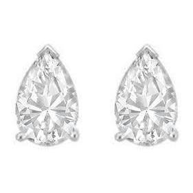 Real Pear Cut 3 Ct Diamond Ladies Stud Earring White Gold Fine Jewelry