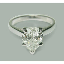 Real Pear Diamond Solitaire Engagement Ring