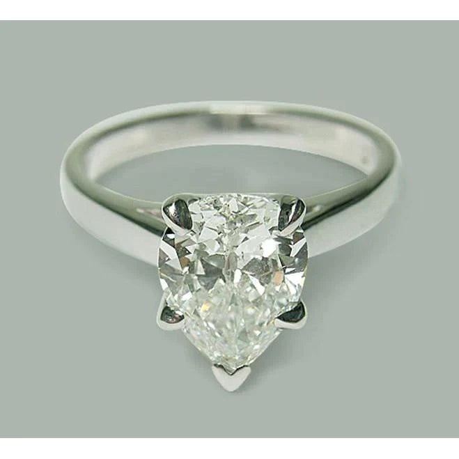 Real Pear Diamond Solitaire Engagement Ring - Solitaire Ring-harrychadent.ca