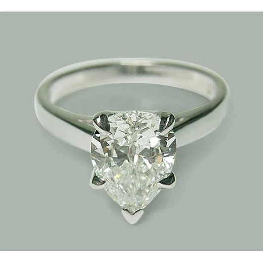 Real Pear Diamond Solitaire Engagement Ring - Solitaire Ring-harrychadent.ca