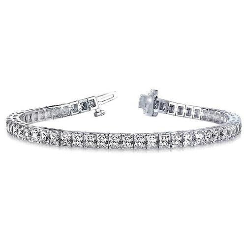 Real Princess Cut Diamond Tennis Bracelet White Gold Jewelry 10.80 Ct