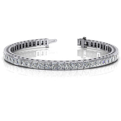 Real Princess Diamond Tennis Bracelet White Gold 14K Jewelry 11.20 Carats