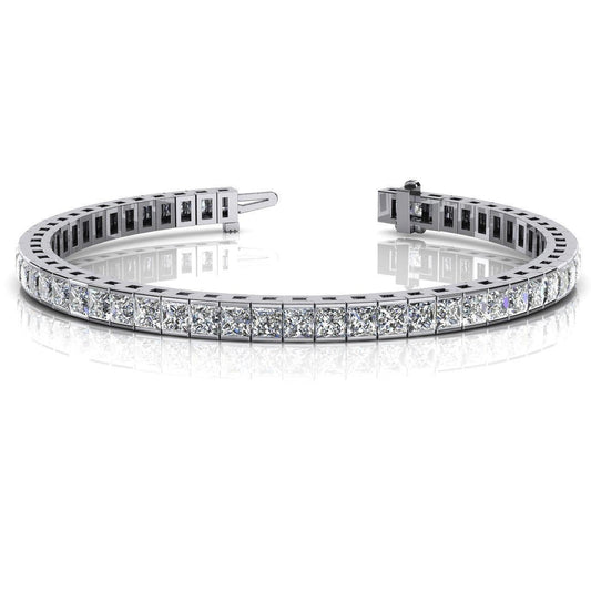 Real Princess Diamond Tennis Bracelet White Gold 14K Jewelry 11.20 Carats - Tennis Bracelet-harrychadent.ca