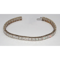 Real Princess Diamonds Tennis Bracelet 18 Carats White Gold 14K