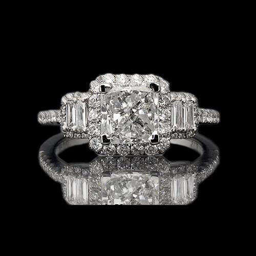 Real Radiant Cut Engagement Ring 3 Carat Diamonds Fancy Ring White Gold 14K - Engagement Ring-harrychadent.ca
