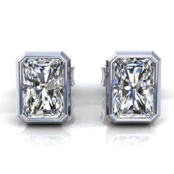 Real Radiant Diamond Mens Stud Earrings