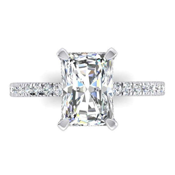 Real Radiant Pave Diamond Ring