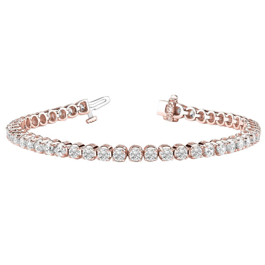 Real Rose Gold Women Round 7.50 Carats Tennis Bracelet