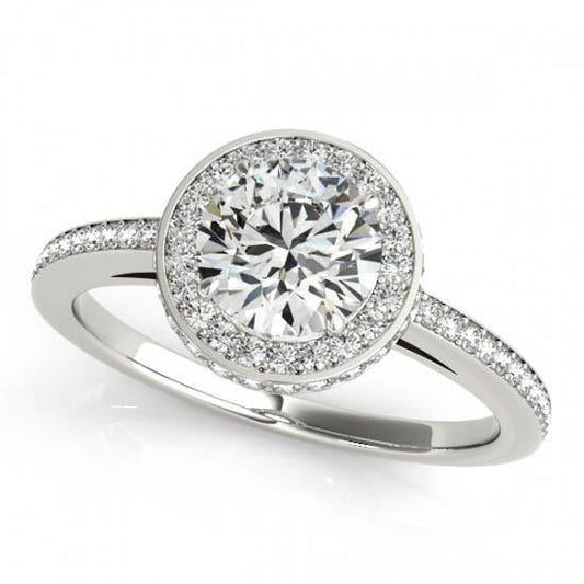 Real Round Brilliant Diamond Halo Engagement Ring 2.60 Carat White Gold 14K - Halo Ring-harrychadent.ca