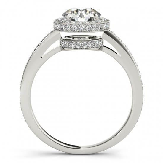 Real Round Brilliant Diamond Halo Engagement Ring 2.60 Carat White Gold 14K - Halo Ring-harrychadent.ca