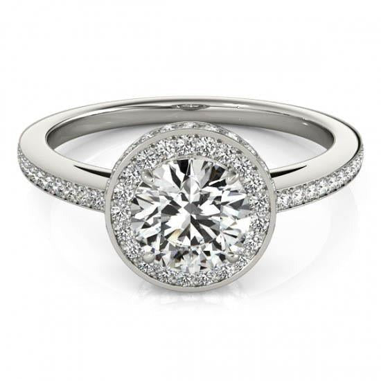 Real Round Brilliant Diamond Halo Engagement Ring 2.60 Carat White Gold 14K - Halo Ring-harrychadent.ca