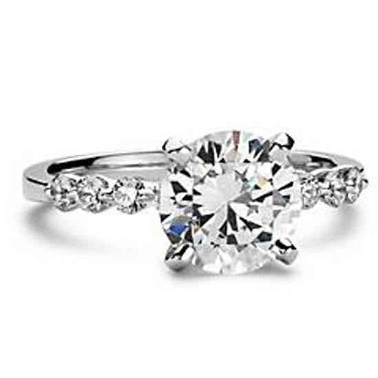 Real Round Brilliant Diamond Ring Solitaire With Accents 1.95 Carats