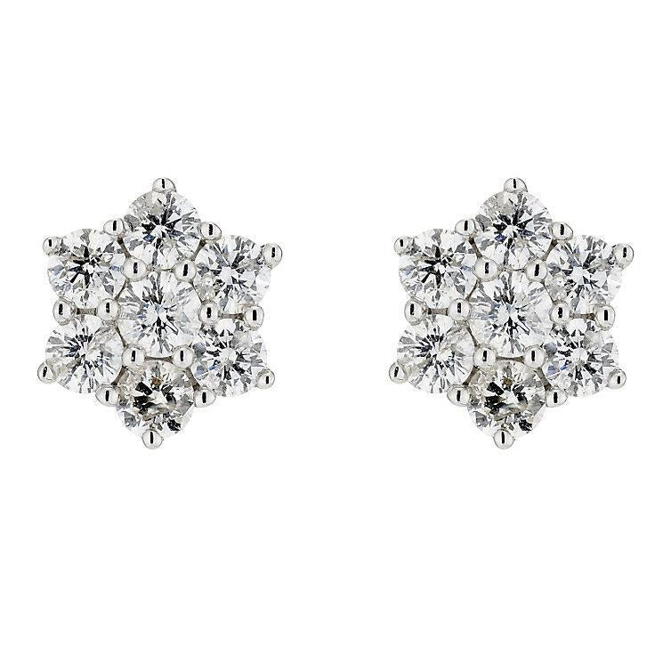 Real Round Cut Diamond Halo Stud Women Earrings 4.30 Carat White Gold 14K - Halo Stud Earrings-harrychadent.ca