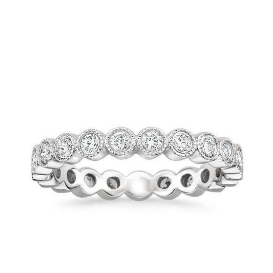 Real Round Cut Diamond Ladies Engagement Band White Gold 1.47 Ct. - Eternity Band-harrychadent.ca