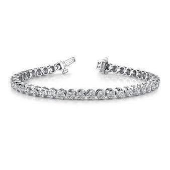 Real Round Cut Diamond Tennis Bracelet Jewelry White Gold 14K 14.44 Carats - Tennis Bracelet-harrychadent.ca