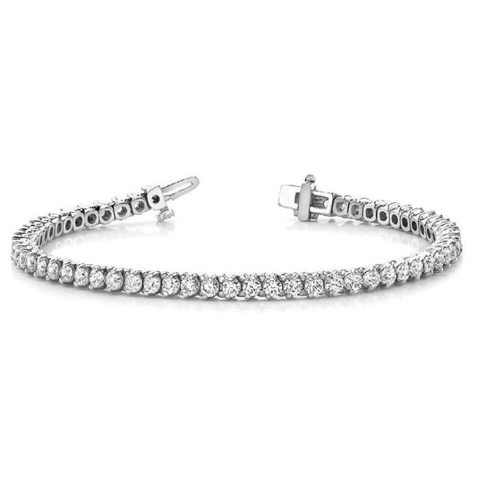 Real Round Cut Diamond Tennis Bracelet White Gold 14K 6 Ct - Tennis Bracelet-harrychadent.ca