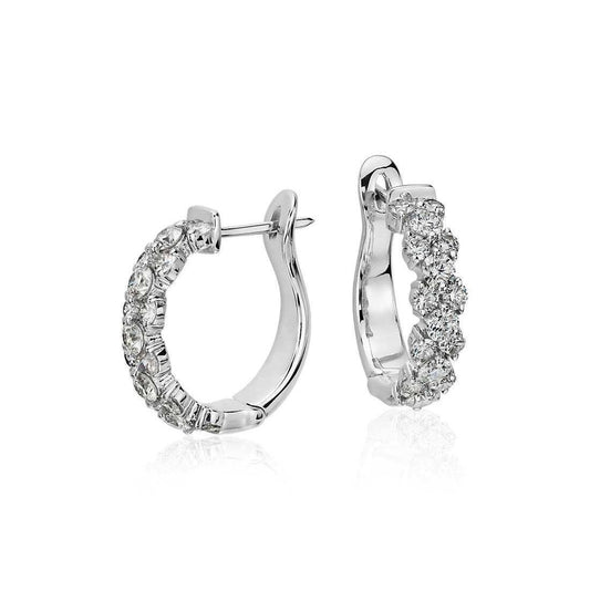 Real Round Cut Diamonds 3.50 Carats Women Hoop Earrings Gold 14K New - Hoop Earrings-harrychadent.ca