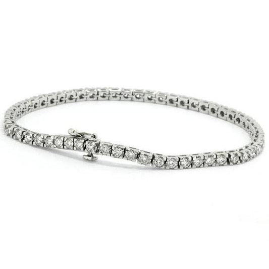 Real Round Cut Diamonds Tennis Bracelet 4.50 Ct Prong Set White Gold 14K - Tennis Bracelet-harrychadent.ca