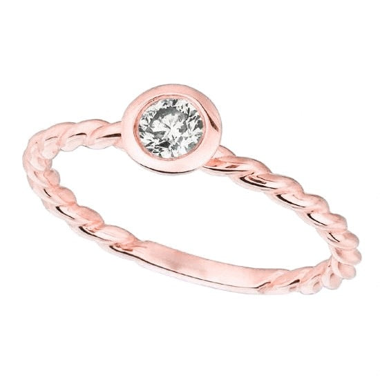 Real Round Diamond 0.30 Carats Solitaire Ring Rose Gold 14K Jewelry - Solitaire Ring-harrychadent.ca